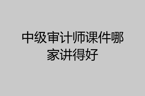 中级审计师课件哪家讲得好