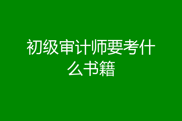 初级审计师要考什么书籍
