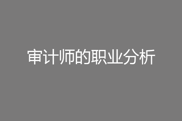 审计师的职业分析