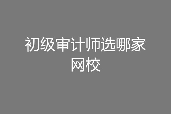 初级审计师选哪家网校