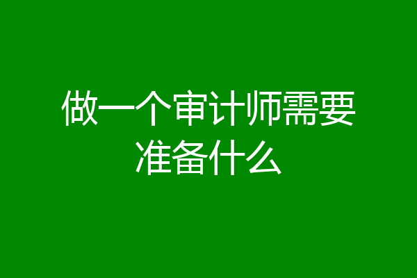 做一个审计师需要准备什么