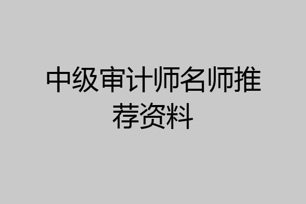 中级审计师名师推荐资料