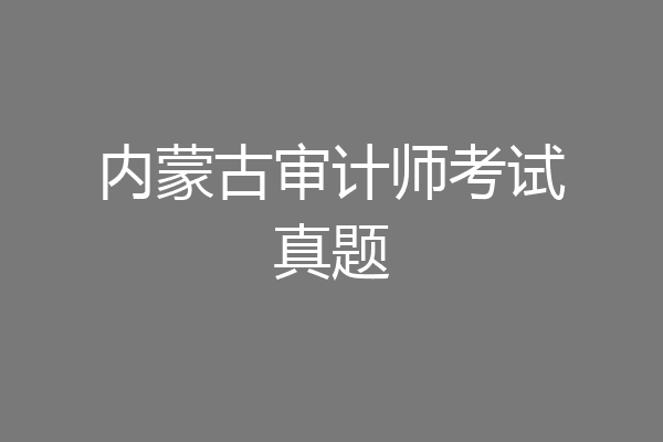 内蒙古审计师考试真题