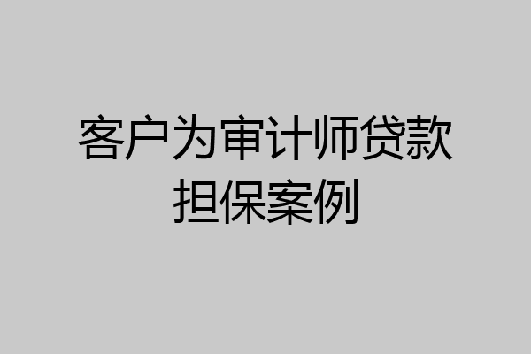客户为审计师贷款担保案例