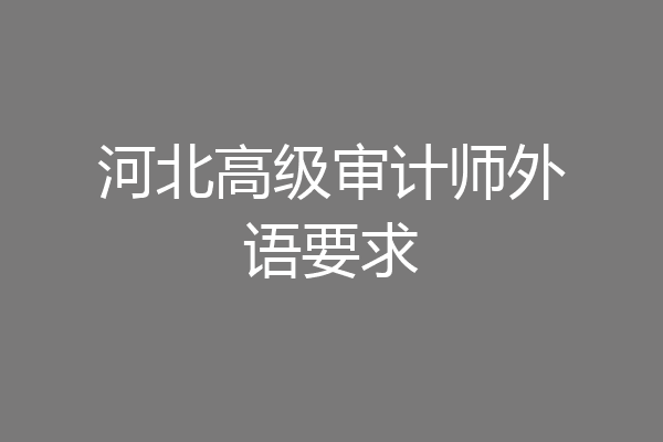 河北高级审计师外语要求