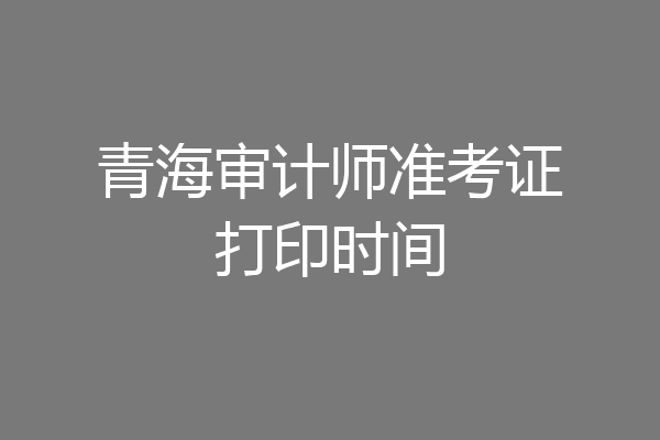 青海审计师准考证打印时间
