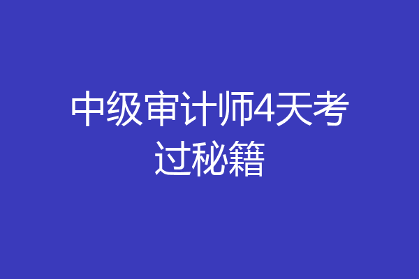 中级审计师4天考过秘籍
