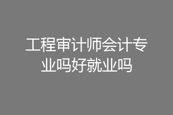 工程审计师会计专业吗好就业吗