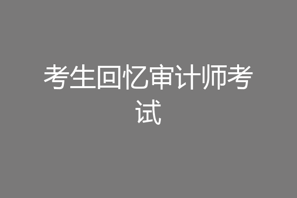 考生回忆审计师考试
