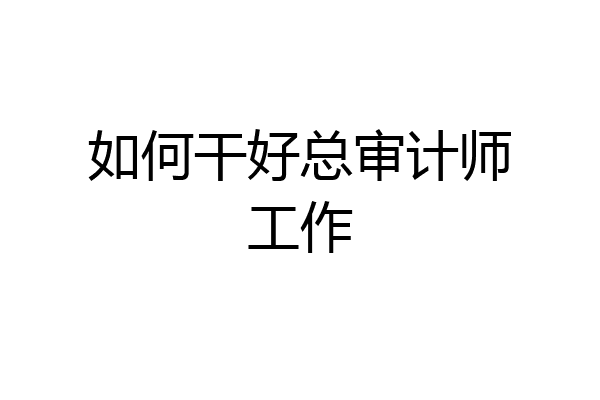 如何干好总审计师工作