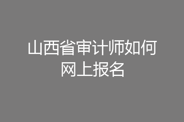 山西省审计师如何网上报名