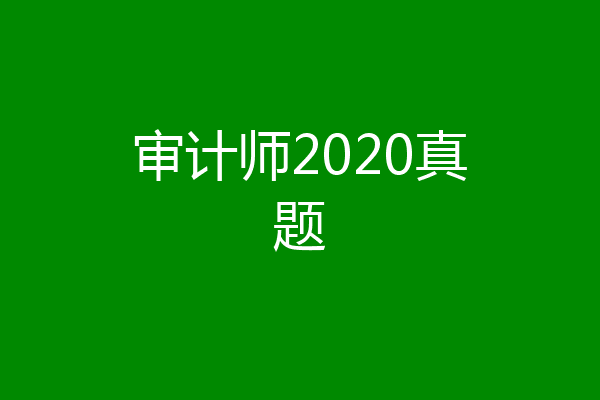 审计师2020真题