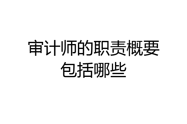 审计师的职责概要包括哪些