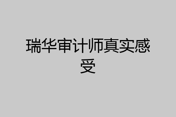 瑞华审计师真实感受