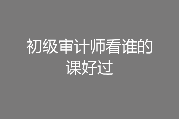 初级审计师看谁的课好过