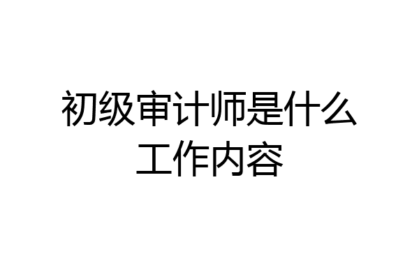 初级审计师是什么工作内容