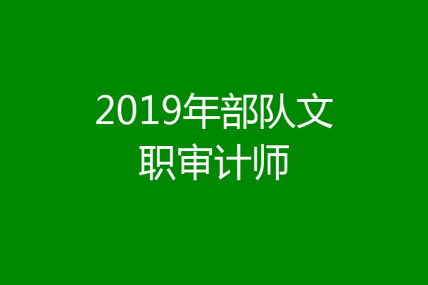 2019年部队文职审计师