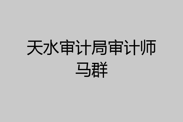 天水审计局审计师马群