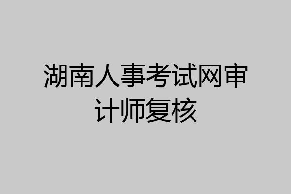 湖南人事考试网审计师复核
