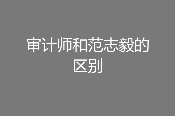 审计师和范志毅的区别