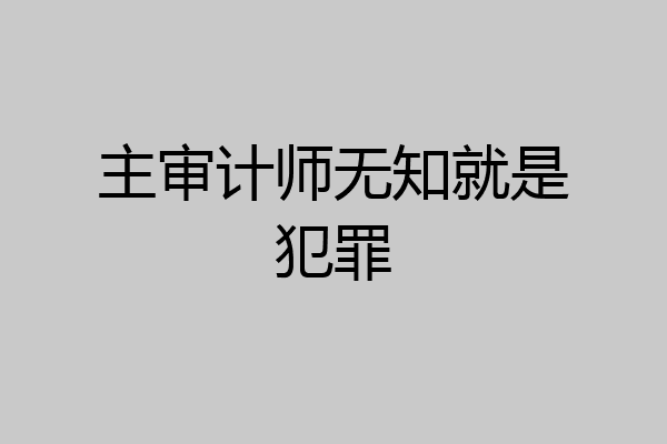主审计师无知就是犯罪