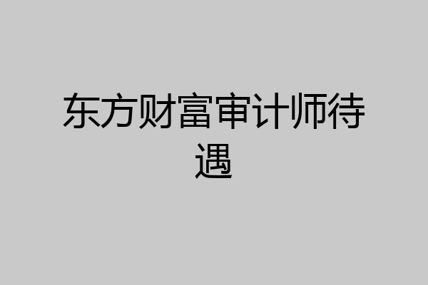 东方财富审计师待遇