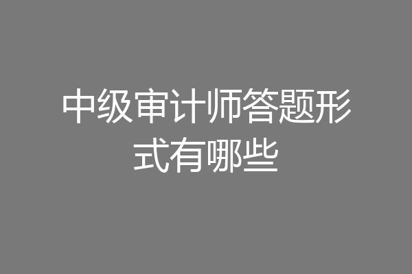 中级审计师答题形式有哪些