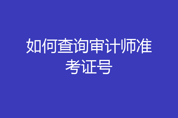 如何查询审计师准考证号