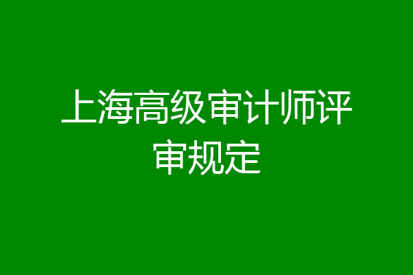 上海高级审计师评审规定