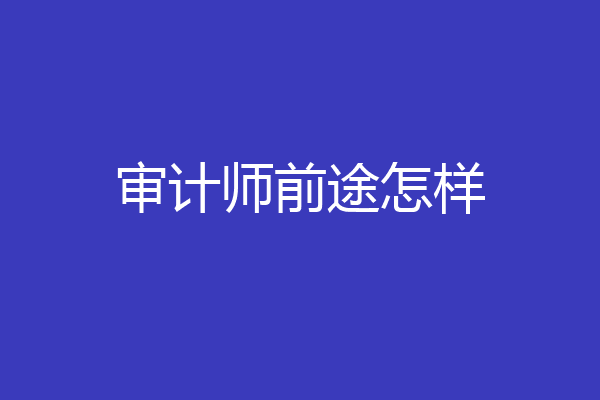 审计师前途怎样