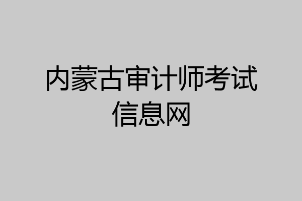 内蒙古审计师考试信息网