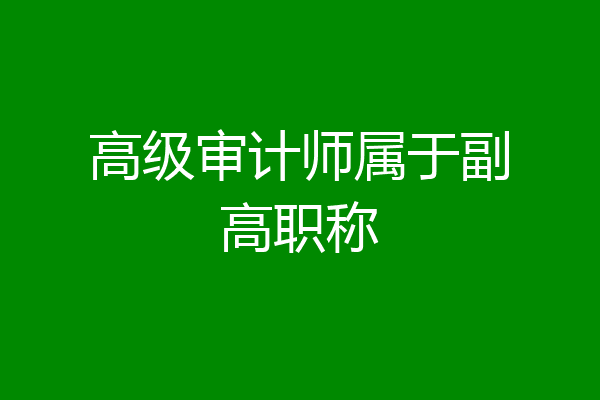 高级审计师属于副高职称