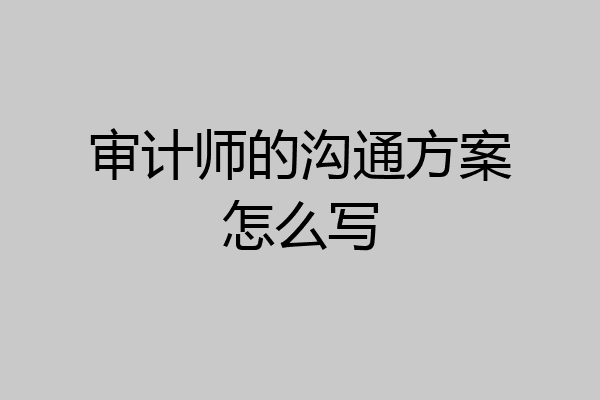审计师的沟通方案怎么写
