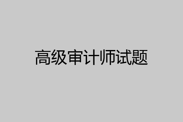高级审计师试题