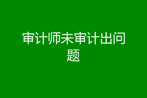审计师未审计出问题