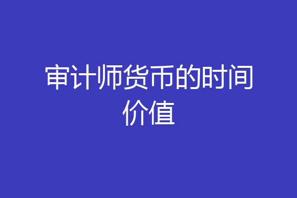 审计师货币的时间价值