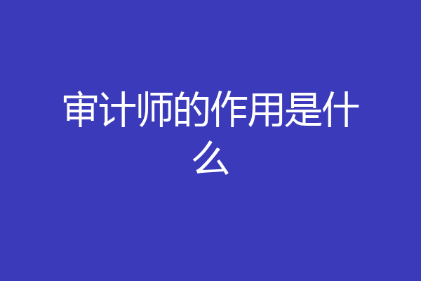 审计师的作用是什么