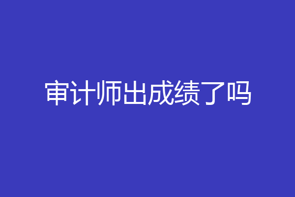 审计师出成绩了吗