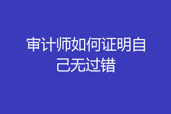 审计师如何证明自己无过错