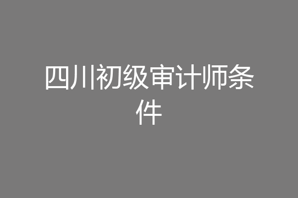 四川初级审计师条件