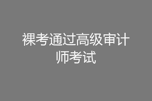 裸考通过高级审计师考试