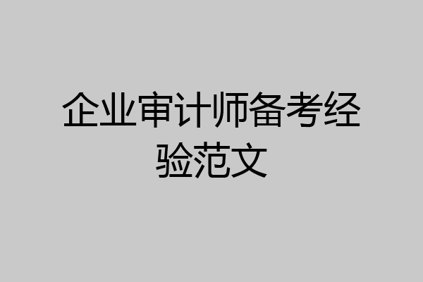 企业审计师备考经验范文