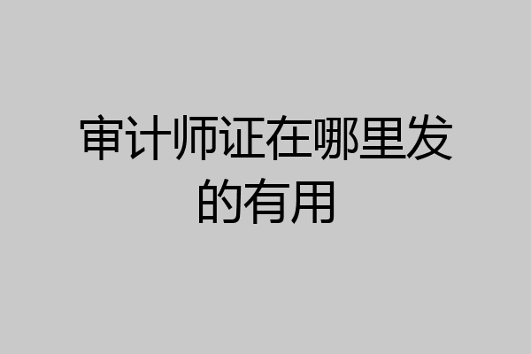 审计师证在哪里发的有用