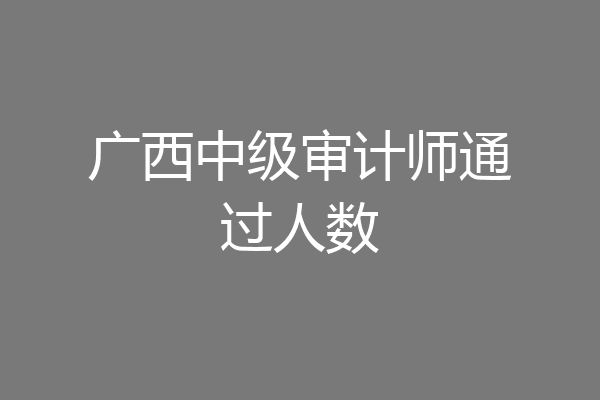 广西中级审计师通过人数