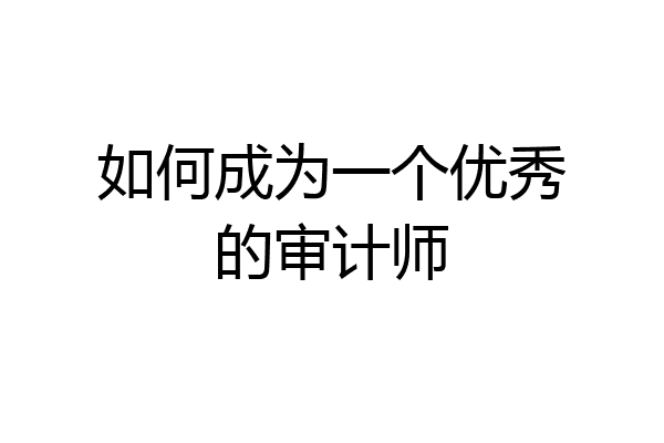 如何成为一个优秀的审计师