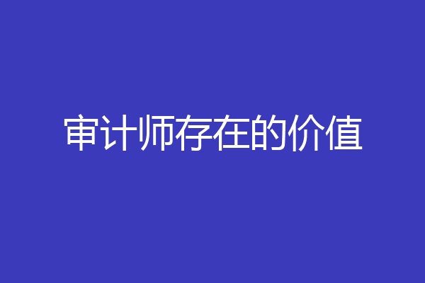 审计师存在的价值
