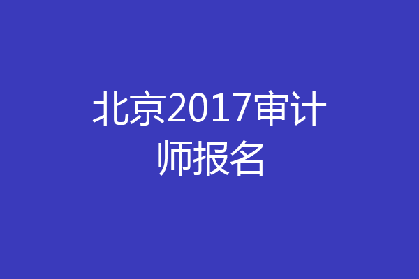 北京2017审计师报名