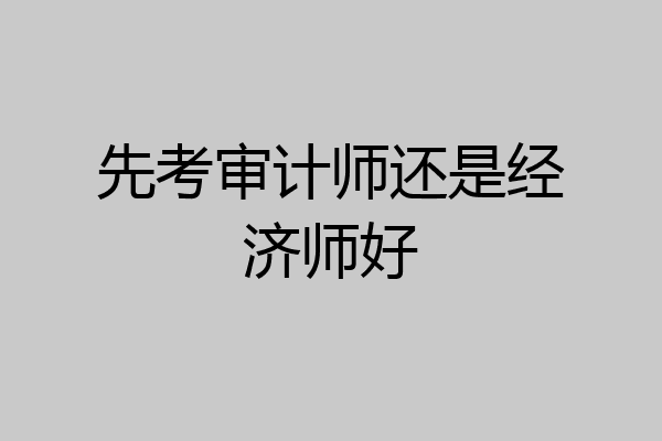 先考审计师还是经济师好