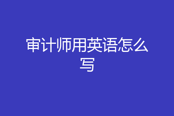 审计师用英语怎么写