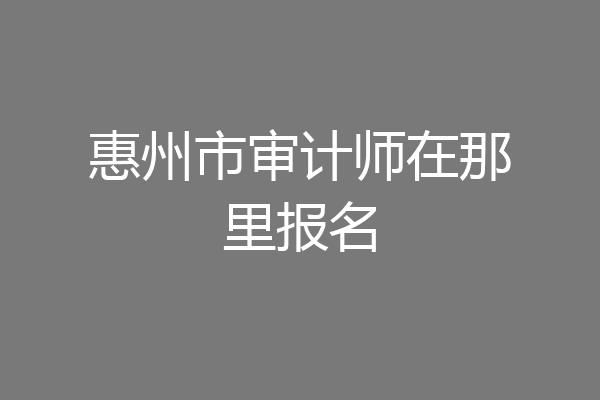 惠州市审计师在那里报名